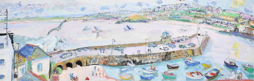 Linda Weir comparable auction result: linda weir b 1951 boats in a harbour in st ives oil on canvas signed with initials 15 75 x 47 25 40