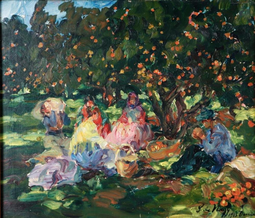 Zsigmond Nagy comparable auction result: zsigmond nagy 1872 1932 orange picking signed annotated and dated denia 1918