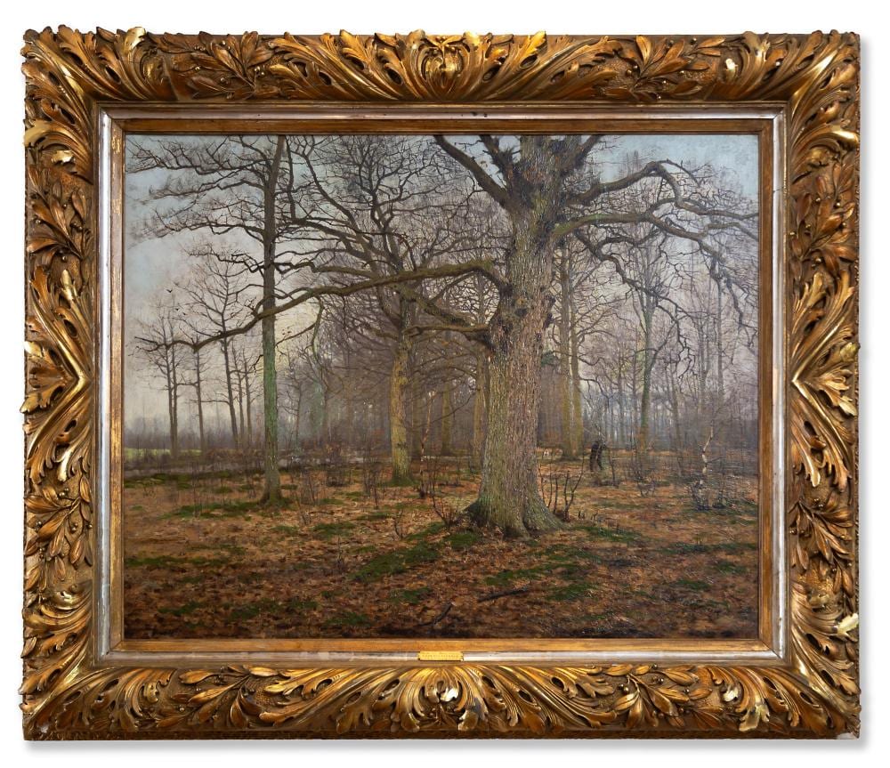 Leon Delderenne comparable auction result: leon delderenne 1864 1921 hunter in a forest interior