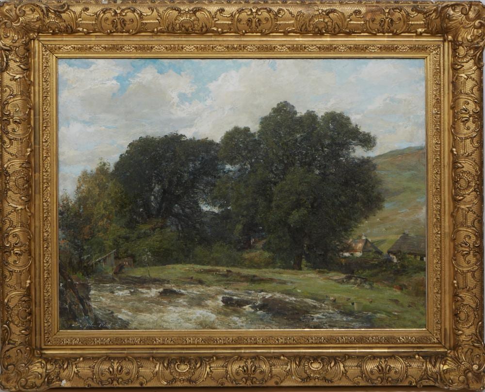 George Ogilvy Reid comparable auction result: george ogilvy reid scottish 1851 1928 mill mhor killin perthshire scotland h 30 in w 40 in framed h 42 1 8 in w 52 1 8 in