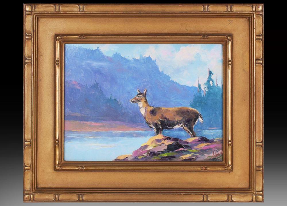 jules dahlager early morning visitor oil painting · Alaska Premier Auctions & Appraisals · 2023-10-29 Jules Dahlager comparable auction result: jules dahlager early morning visitor oil painting