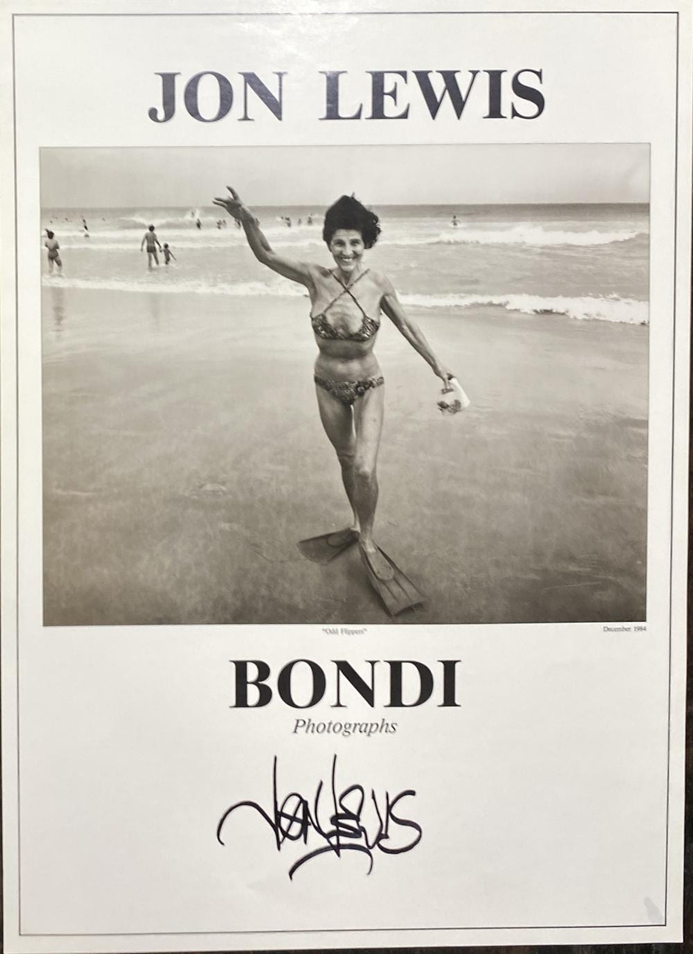 Jon Lewis comparable auction result: jon lewis 1950 2020 bondi photographs odd flippers december 1984 signed by the artist lower centre offset original exhibition poster