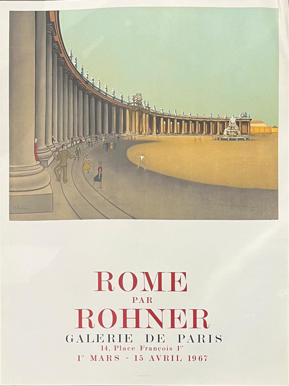 Georges Rohner comparable auction result: georges rohner 1913 2000 rome par rohner 1er mars 15 avril 1967 galerie de paris colour lithograph pub mourlot original exhibition poster
