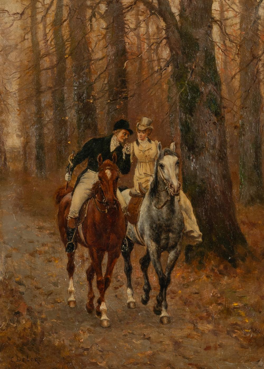 Charles Edouard Delort comparable auction result: charles edouard delort 1841 1895 couple riding in the woods