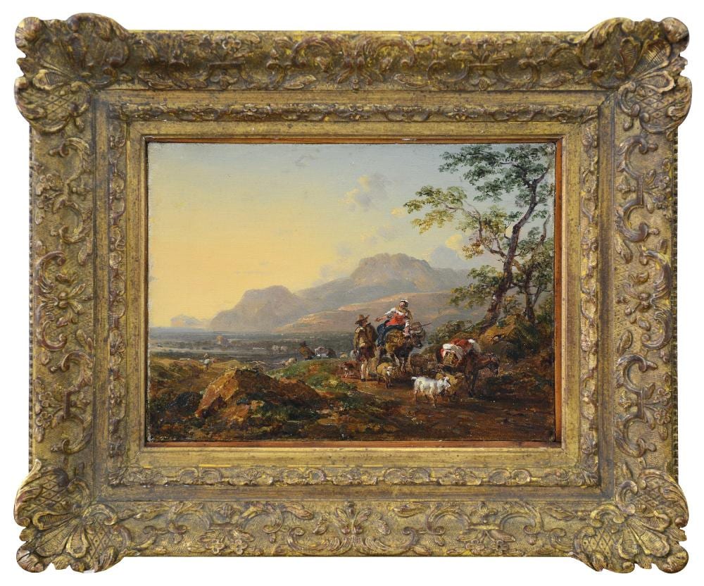 Anton Sminck Pitloo comparable auction result: paesaggio con contadini e armenti