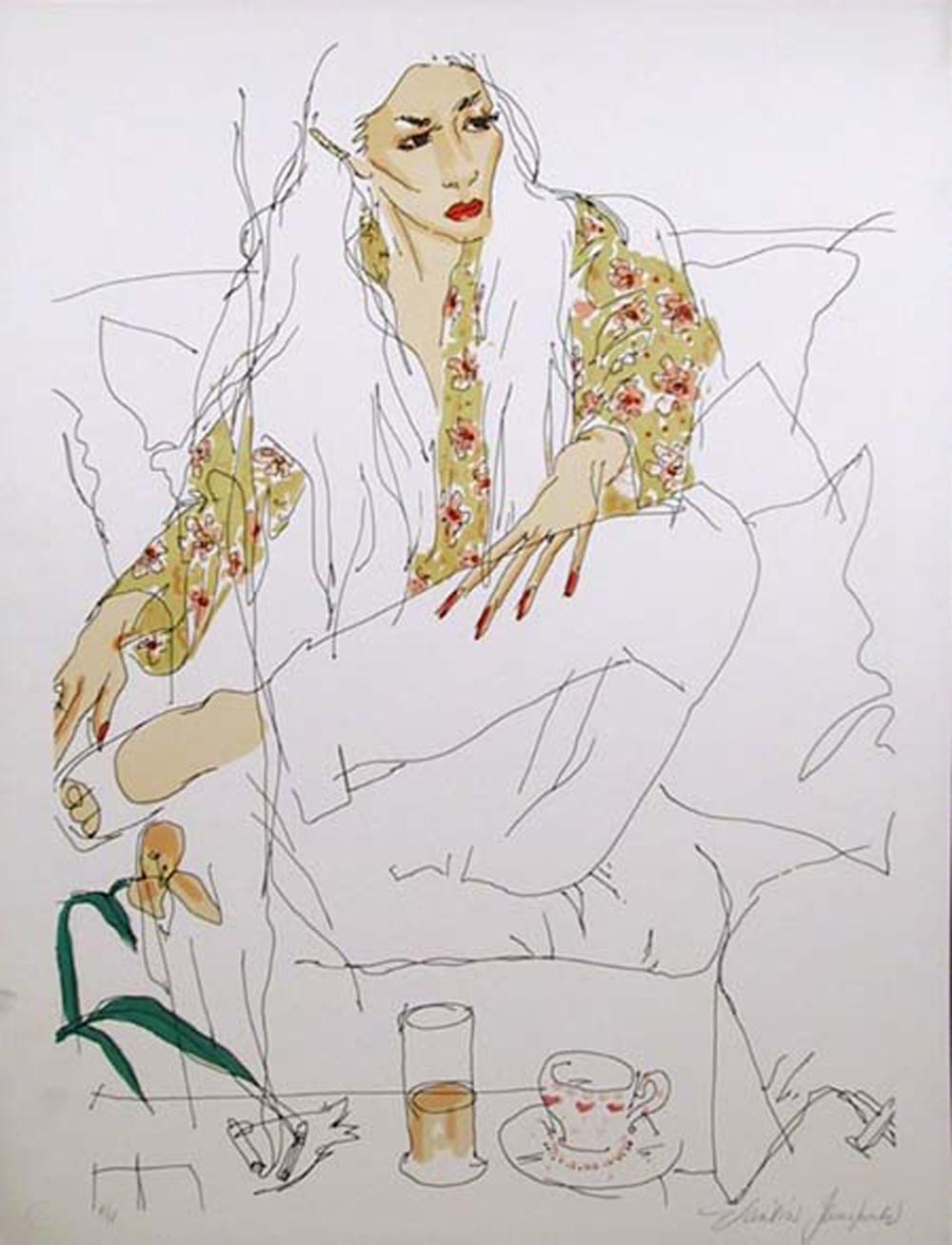Vasilios Janopoulos comparable auction result: vasilios janopoulos seated woman lithograph