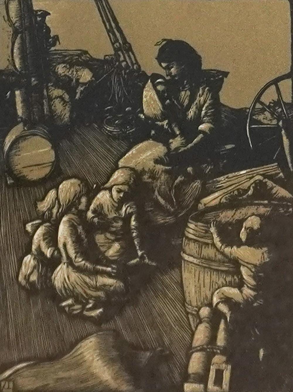 Allen Lewis comparable auction result: allen lewis american 1873 1957 woman with children wood engraving from calico bush 1931 frame 11 1 2 x 9 1 2 in 29 2 x 24 1 cm