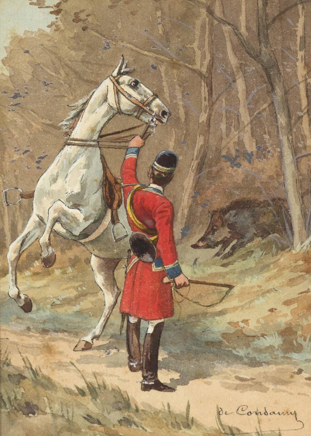 Charles-Fernand de Condamy comparable auction result: charles fernand de condamy 1855 1913 le cheval cambr la chasse