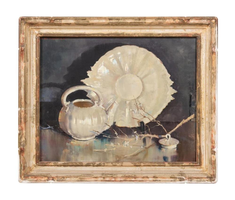 Nan Greacen comparable auction result: nan greacen belleek oil on canvas