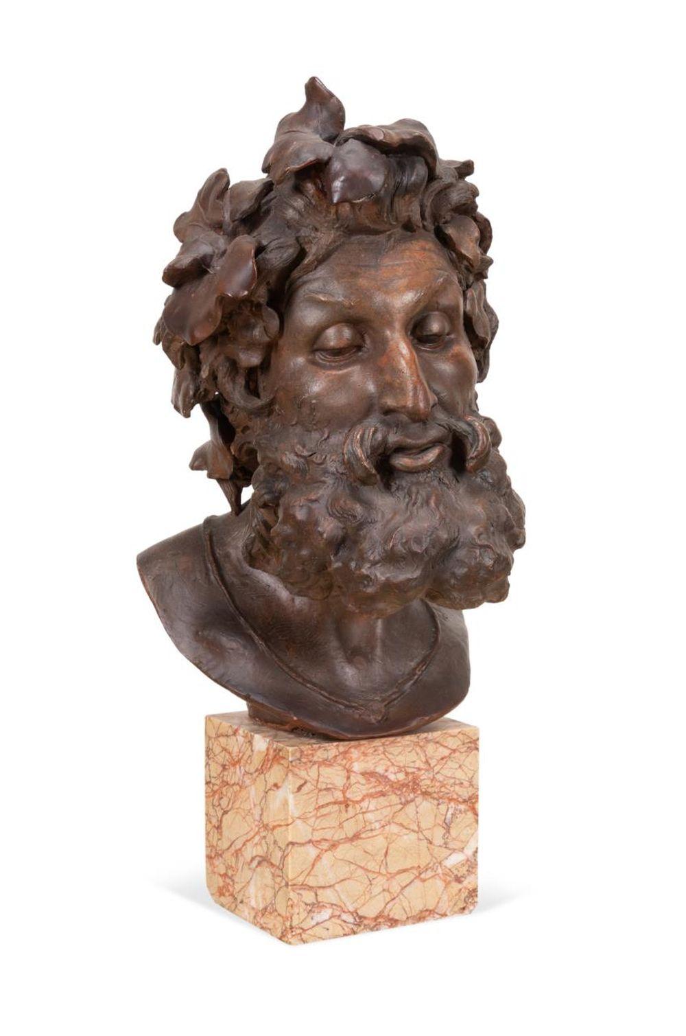 Julien Dillens comparable auction result: julien dillens terracotta bust of bacchus 1881