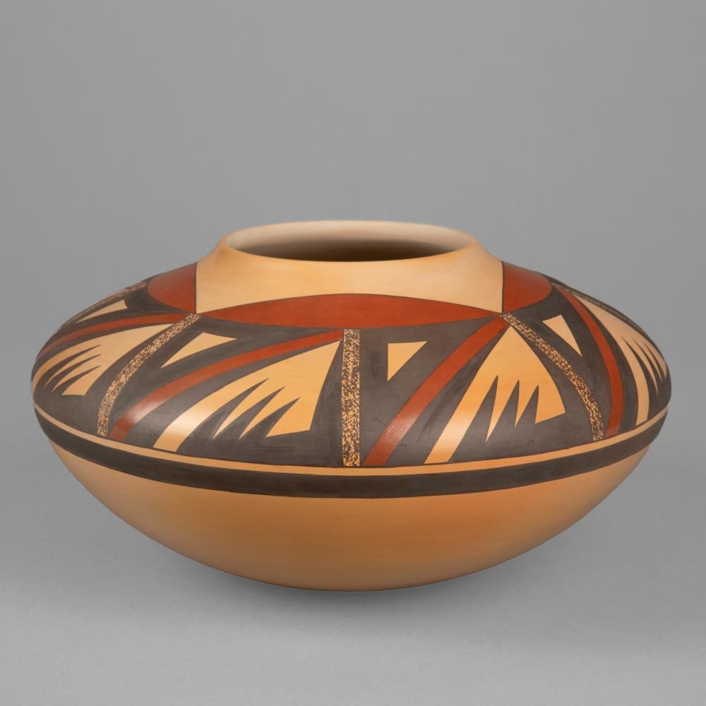 Steve Lucas comparable auction result: steve lucas polychrome jar with geometric design