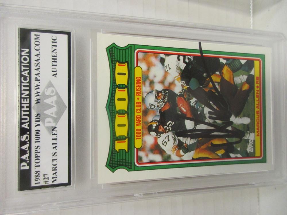 Marcus Allen comparable auction result: marcus allen of the oakland raiders signed autographed slabbed sports card paas authentic xxx