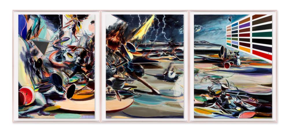 Jia Aili (B. 1979) Combustion acrylic on canvas, in three parts, in artist' comparable sale