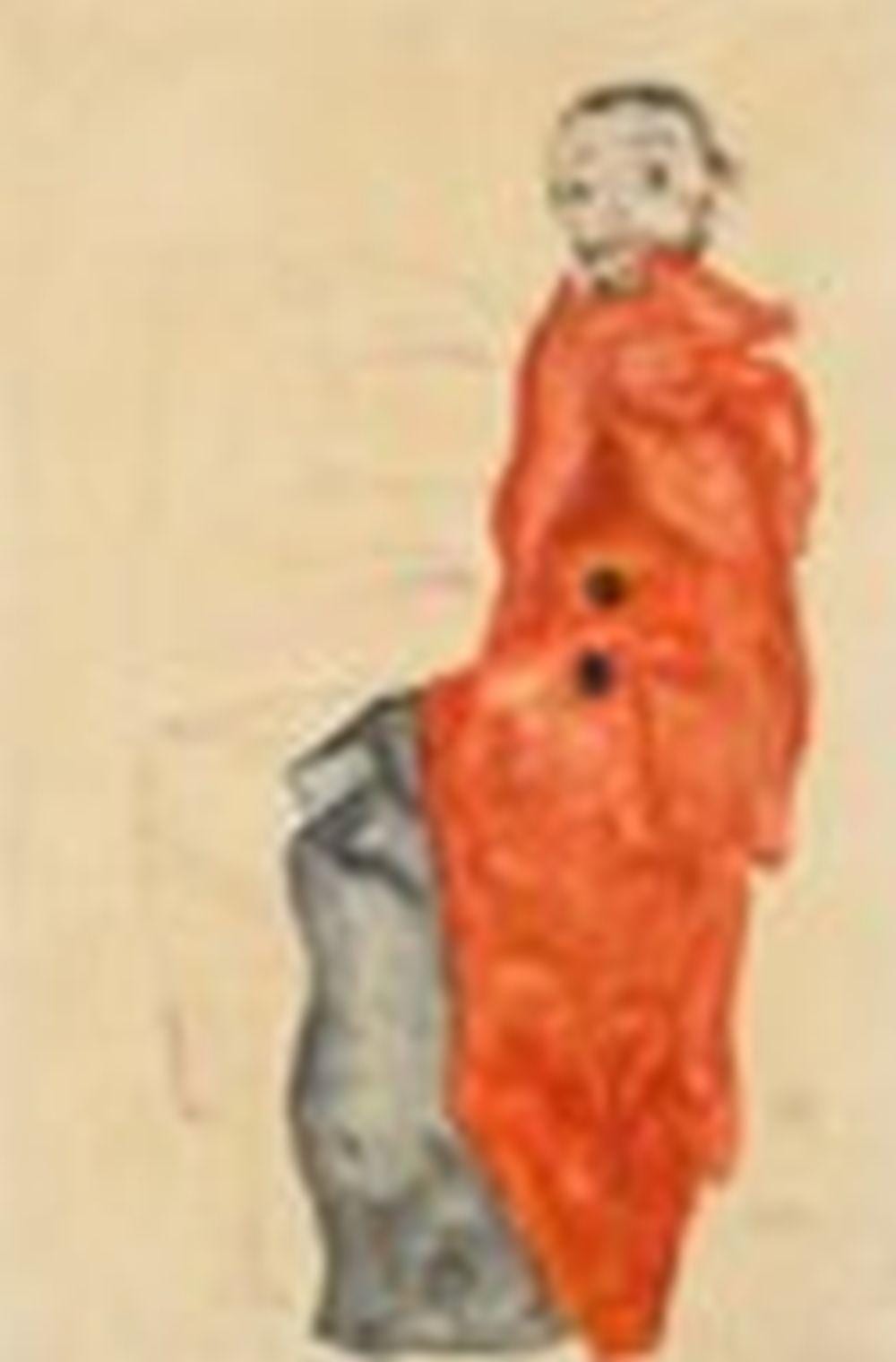 Egon Schiele (1890-1918) Ich liebe Gegensätze gouache, watercolor and penci comparable sale