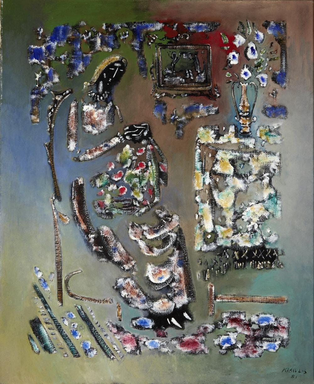 Vytautas Kasiulis comparable auction result: vytautas kasiulis lithuanian 1918 1995 untitled 28 3 4 x 23 1 2 in 73 0 x 59 7 cm framed 38 x 33 x 2 in