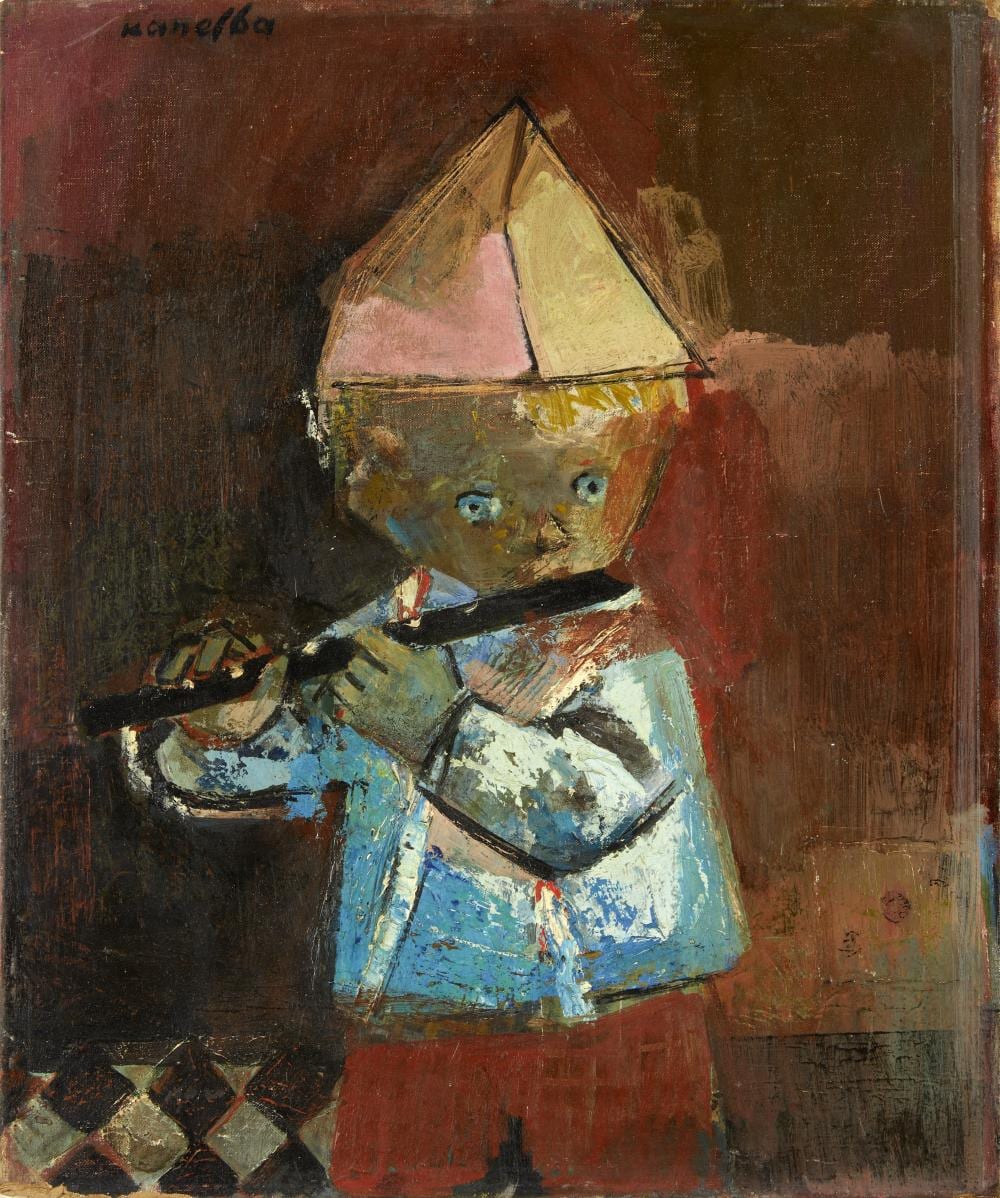 Rajmund Kanelba comparable auction result: rajmund kanelba polish 1897 1960 peter with flute 24 x 20 in 61 0 x 50 8 cm unframed