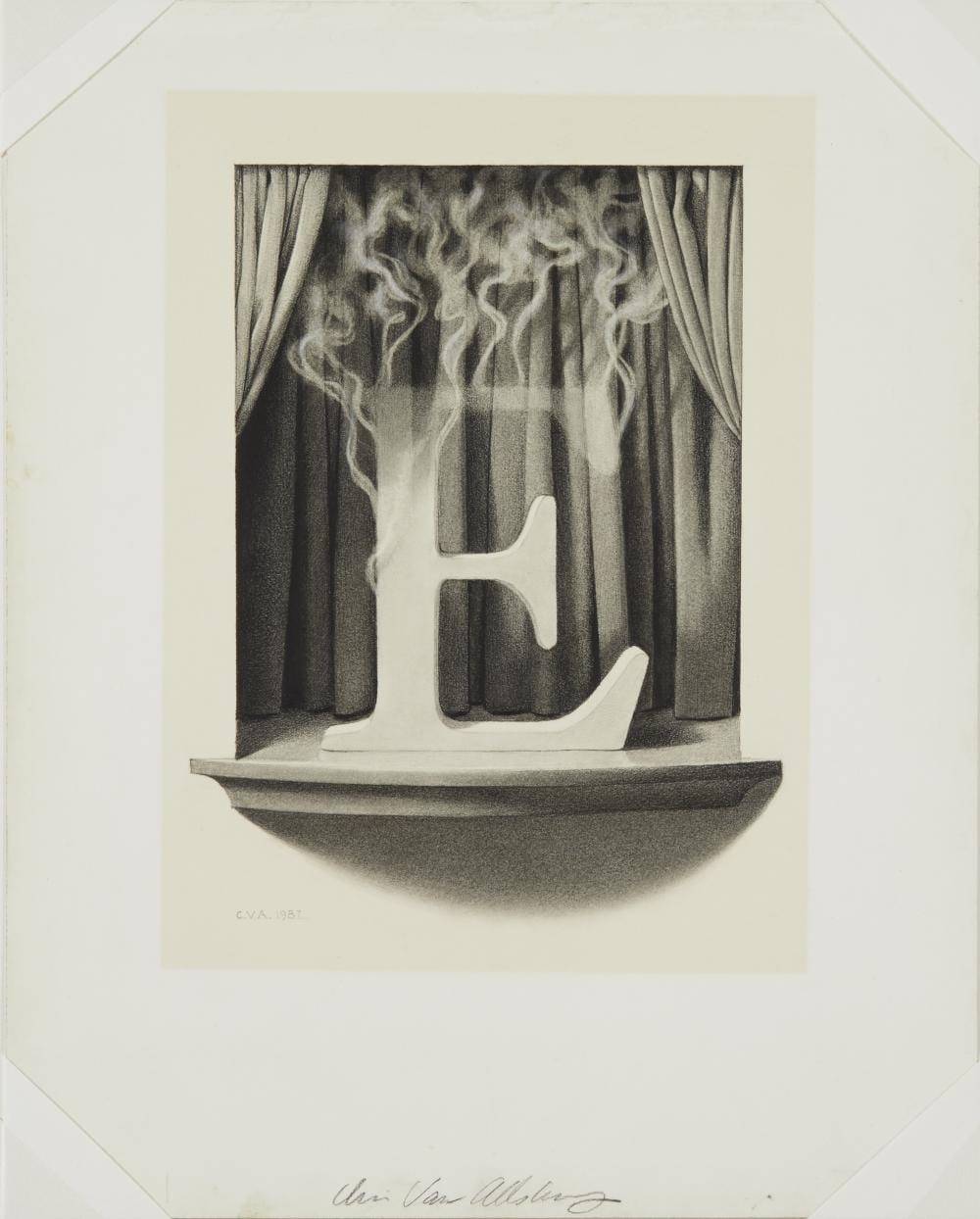 Chris Van Allsburg comparable auction result: chris van allsburg american born 1949 illustration for the e was slowly evaporating from the z was zapped 15 x 12 in 38 1 x 30 5 cm unframed