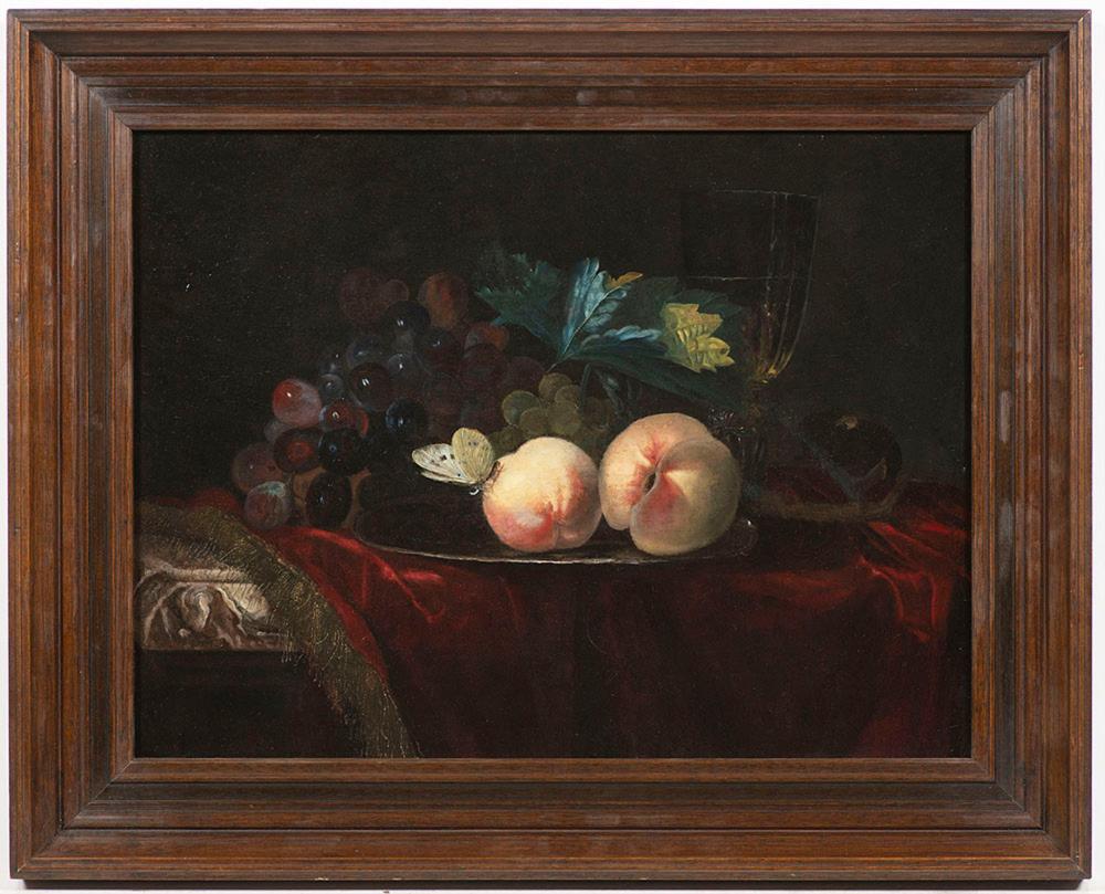 Willem van Aelst comparable auction result: willem van aelst 1627 1683 attributed still life with peaches grapes and butterfly
