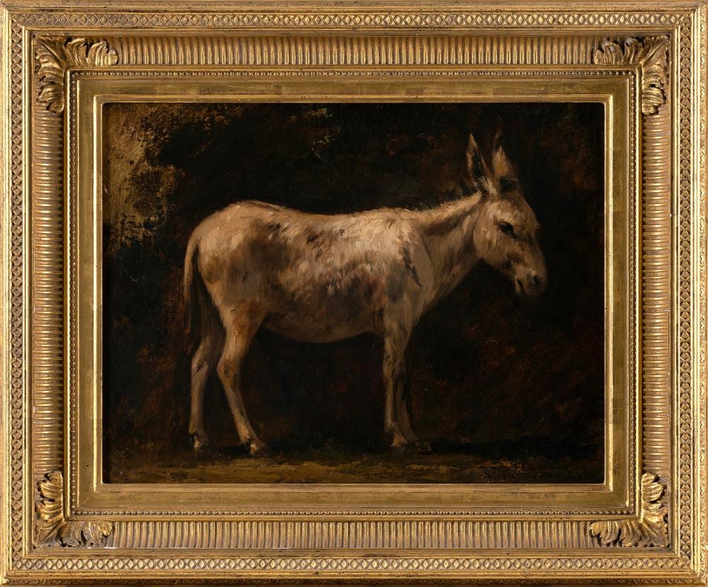 Joseph Foxcroft Cole comparable auction result: joseph foxcroft cole massachusetts california maine 1837 1892 portrait of a donkey oil on board 12 x 16 framed 18 x 22