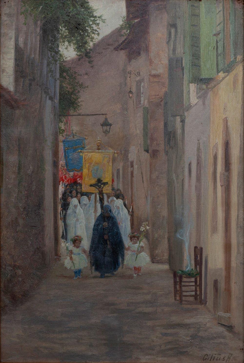 Cilius Andersen comparable auction result: cilius andersen denmark 1865 1913 procession oil on canvas signed in the lower right corner in good condition