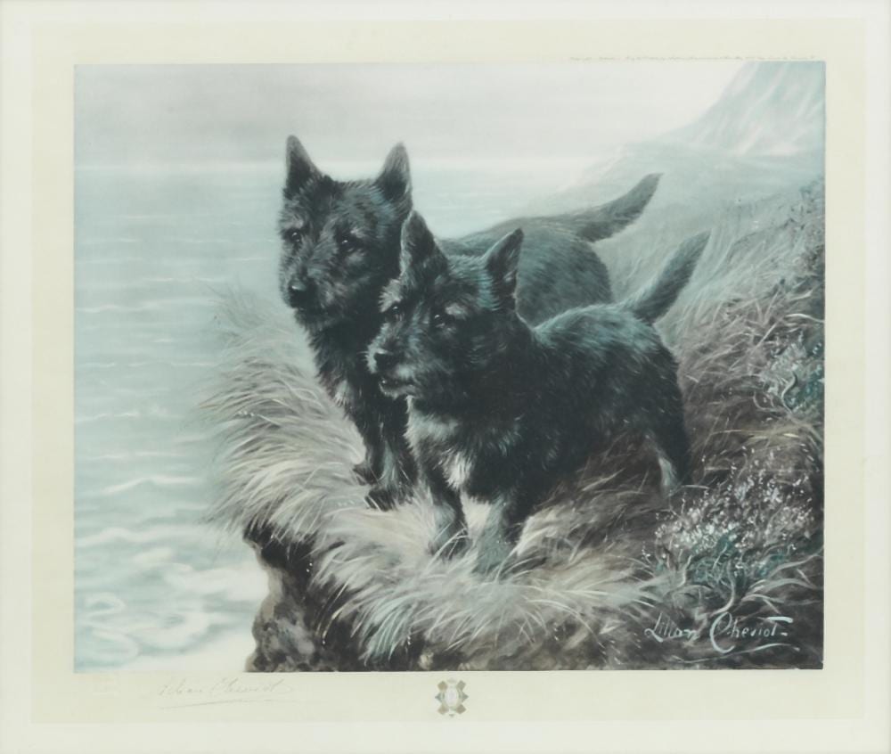 Lilian Cheviot comparable auction result: lilian cheviot british 1876 1936 two scotties image 38 x 45 5cm 14 15 16 x 17 15 16in published in 1915