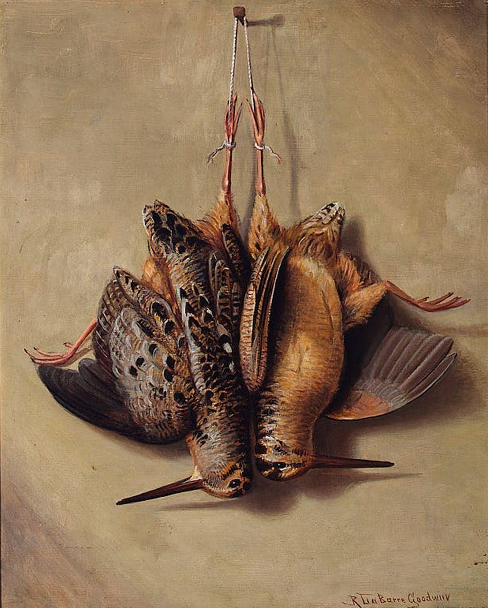 richard la barre goodwin 1840 1910 hanging woodcock 20 1 4 x 16 1 4 in framed 28 1 2 x 24 1 2 in · Bonhams · 2023-11-07 Richard La Barre Goodwin comparable auction result: richard la barre goodwin 1840 1910 hanging woodcock 20 1 4 x 16 1 4 in framed 28 1 2 x 24 1 2 in