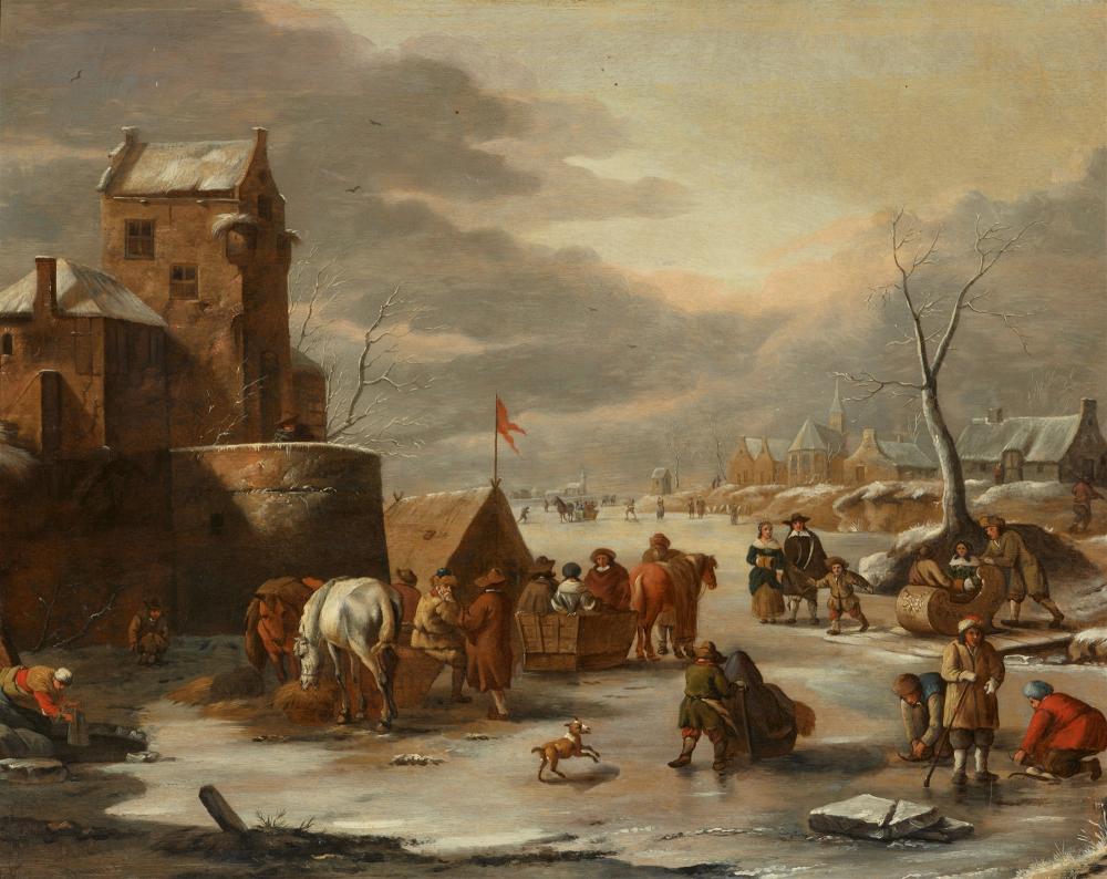 Dirk Maes comparable auction result: dirck maas skaters in a winter landscape