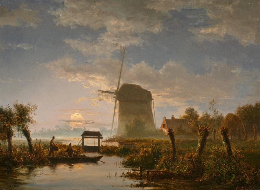 Jacobus Theodorus Abels comparable auction result: jacobus theodorus abels river and mill in the moonlight