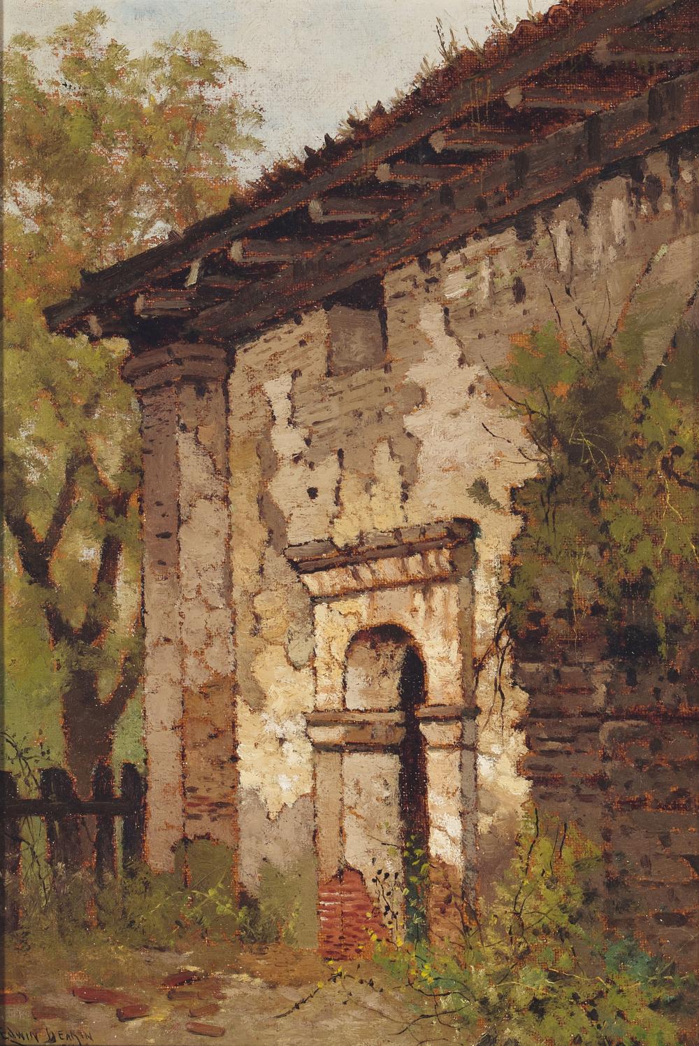 Edwin Deakin comparable auction result: edwin deakin 1838 1923 a peaceful day at san juan bautista mission california 11 3 4 x 8 in framed 17 x 13 1 4 in