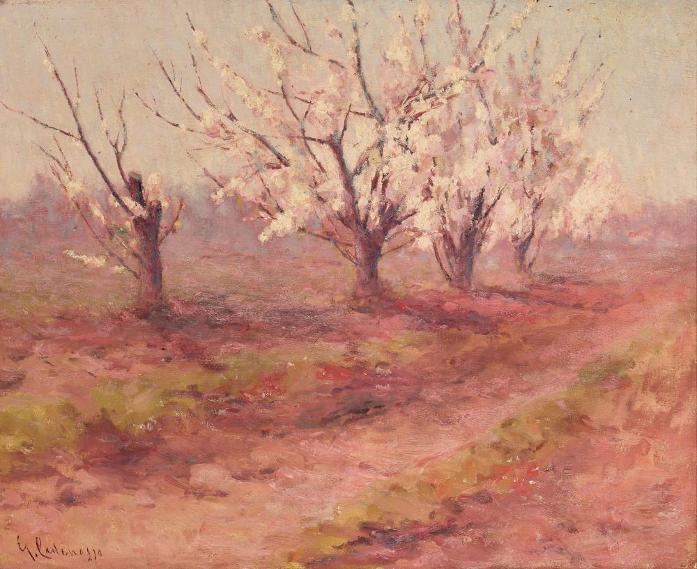 Giuseppe Cadenasso comparable auction result: giuseppe cadenasso 1858 1918 orchard and trees in bloom a group of two each 22 x 27 in each framed 27 3 4 x 32 3 4 in