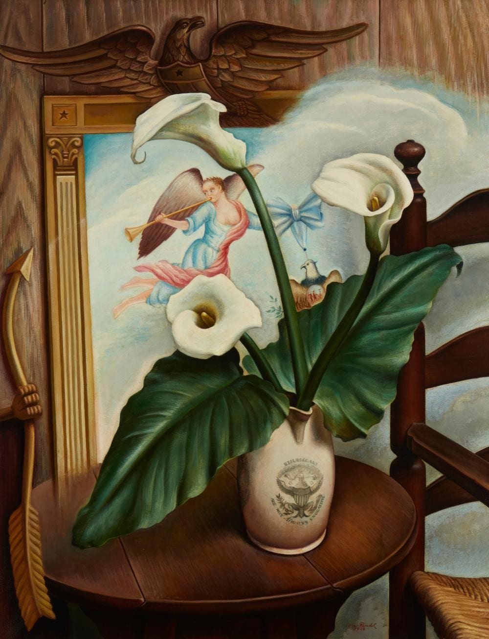 Edna Reindel comparable auction result: edna reindel 1894 1990 angel of the cincinnati 1936 oil on canvas 36 h x 28 w
