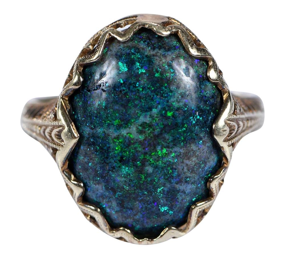 14kt. Antique Black Opal Ring sold by Brunk Auctions, lot 787 — auction record photograph