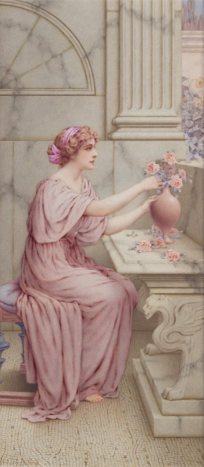 William Anstey Dolland comparable auction result: william anstey dolland 1858 1929 neoclassical scene with a lady arranging flowers