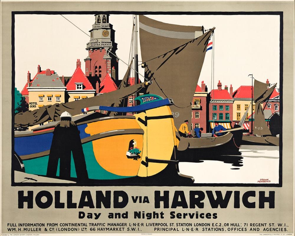 Frank Newbould comparable auction result: frank newbould 1887 1950 holland via harwich circa 1928 40 x50 inches 102x127 cm the dangerfield printing co london