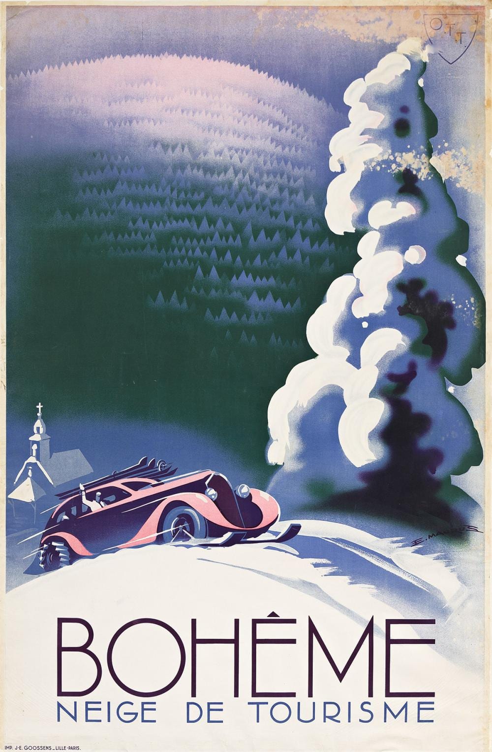 Edmond Maurus comparable auction result: edmond maurus dates unknown boh me neige du tourisme circa 1935 59x39 inches 149x99 cm j e goossens lille