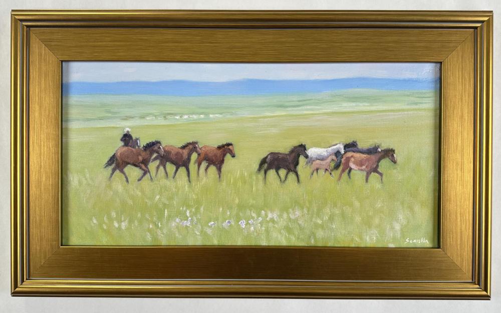 Sean Wu comparable auction result: sean wu oil on canvas cowboy painting