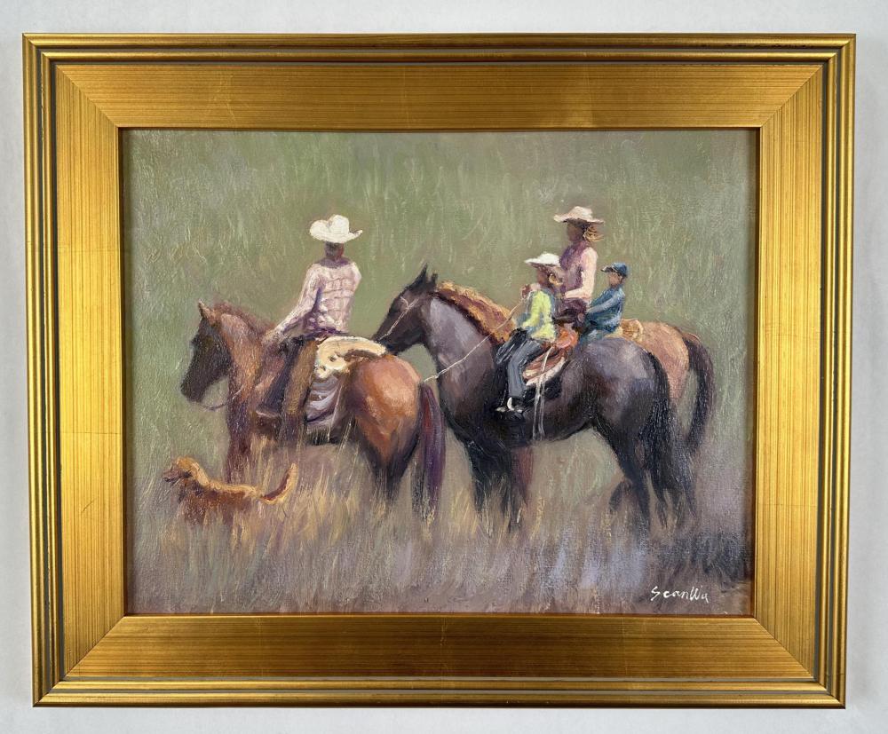 Sean Wu comparable auction result: sean wu oil on canvas cowboy painting