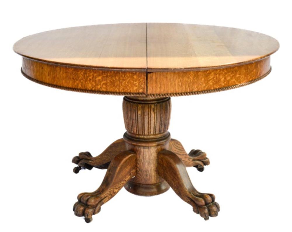 Antique Round Carved Claw Foot Dining Table sold by Greenwich Auction, lot 336 — auction record photograph
