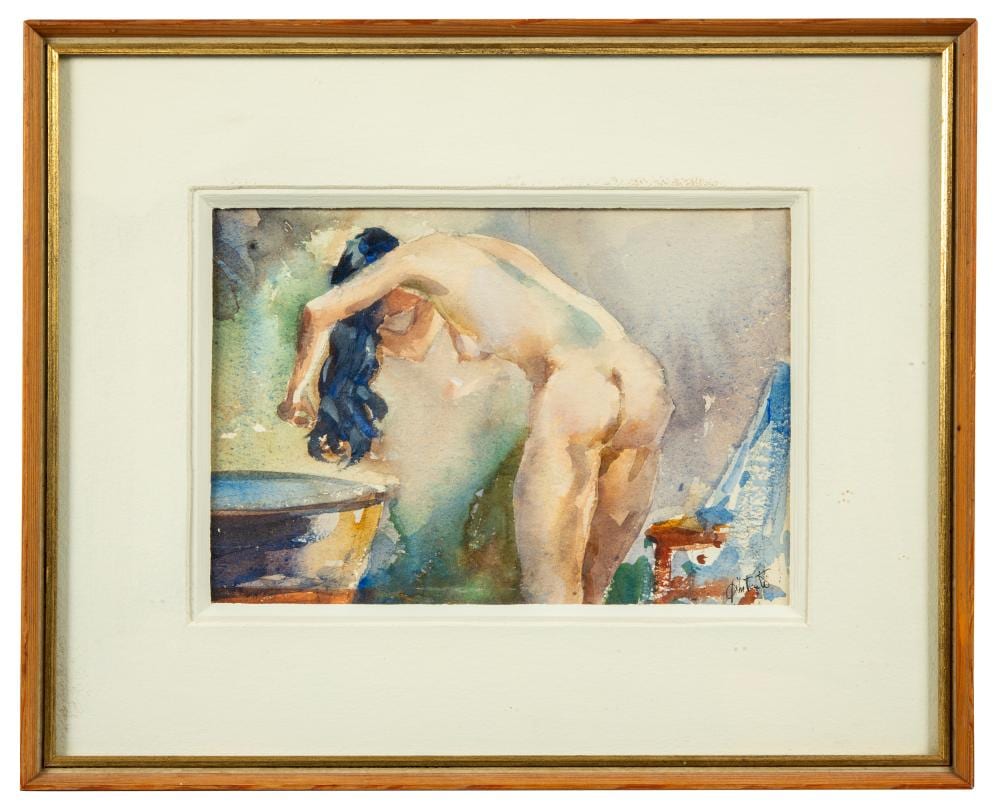 John Chetcuti comparable auction result: john chetcuti 1900 1976 woman washing her hair 1970 s