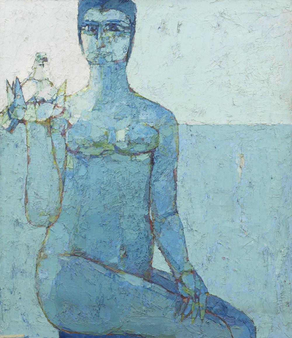 Jamil Naqsh comparable auction result: jamil naqsh 1939 2019 untitled woman dove