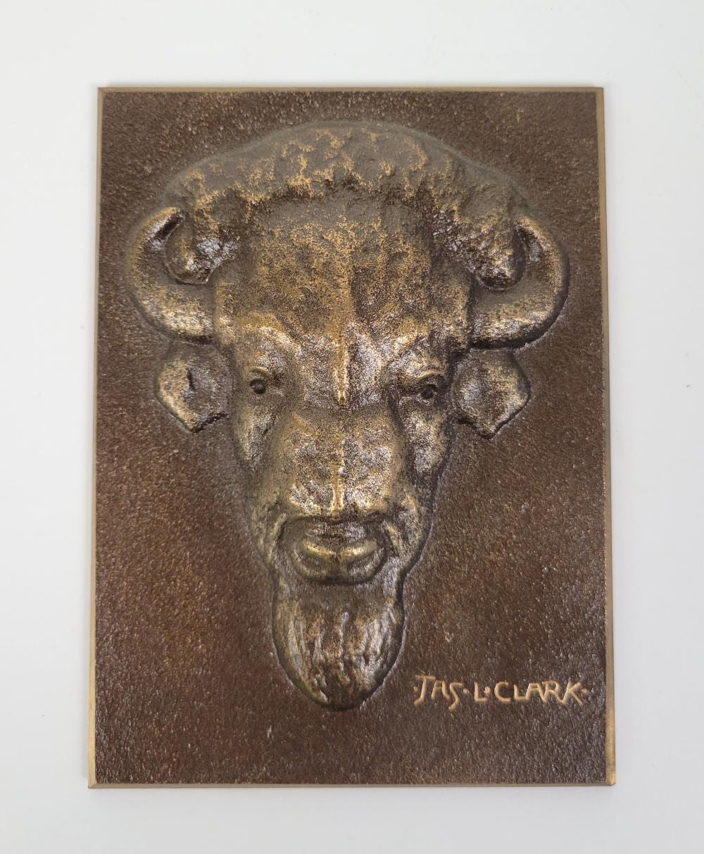 james lippitt clark 1883 1969 cast bronze american bison plaque · Rafael Osona Auctions · 2023-12-02 James Lippitt Clark comparable auction result: james lippitt clark 1883 1969 cast bronze american bison plaque