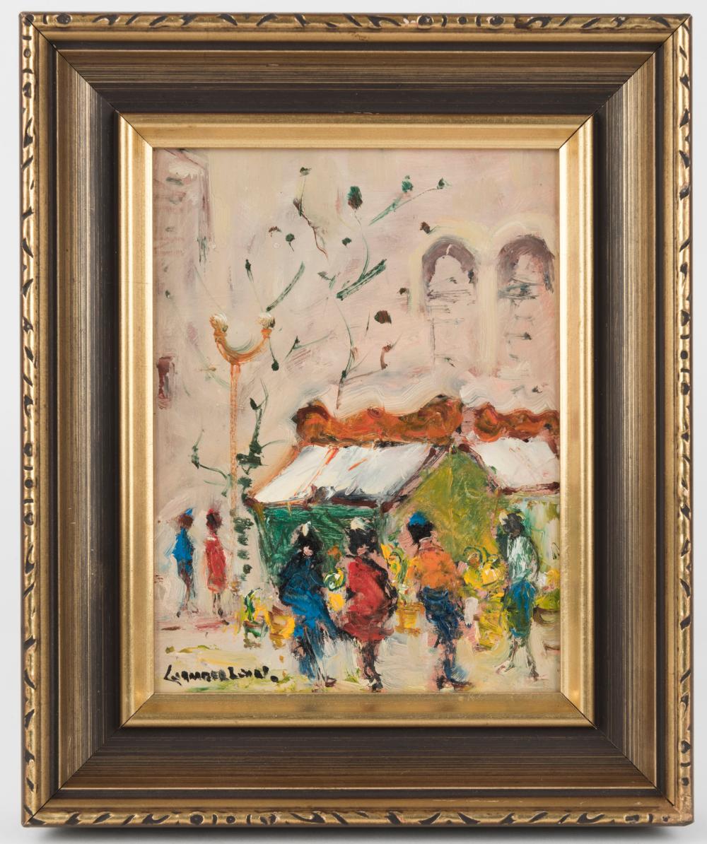 Barry Chamberlain comparable auction result: barry chamberlain 1928 i untitled street scene ii untitled street scene with figures oil on board both signed lower left chamberlain 19 x 14cm each