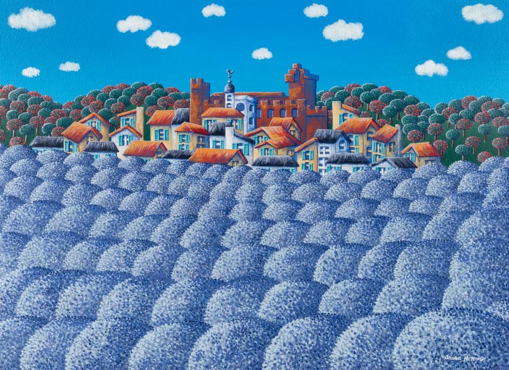 Joanne Netting comparable auction result: joanne netting b 1963 village lavender acrylic on canvas signed lower right titled signed and dated 2002 verso 43 x 59cm framed 62 x 77cm