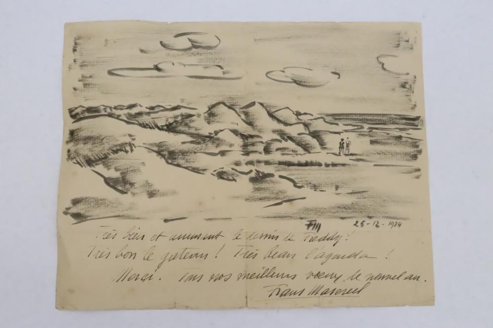 Joseph Jaekel comparable auction result: w c ink on paper w handwritten description signed