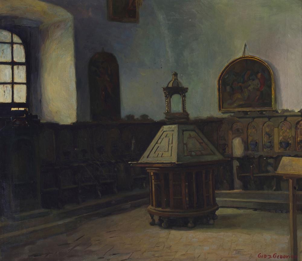 Germán Gedovius comparable auction result: germ n gedovius mexican 1867 1937 a solemn church interior 26 1 4 x 30 1 2in 66 7 x 77 5cm
