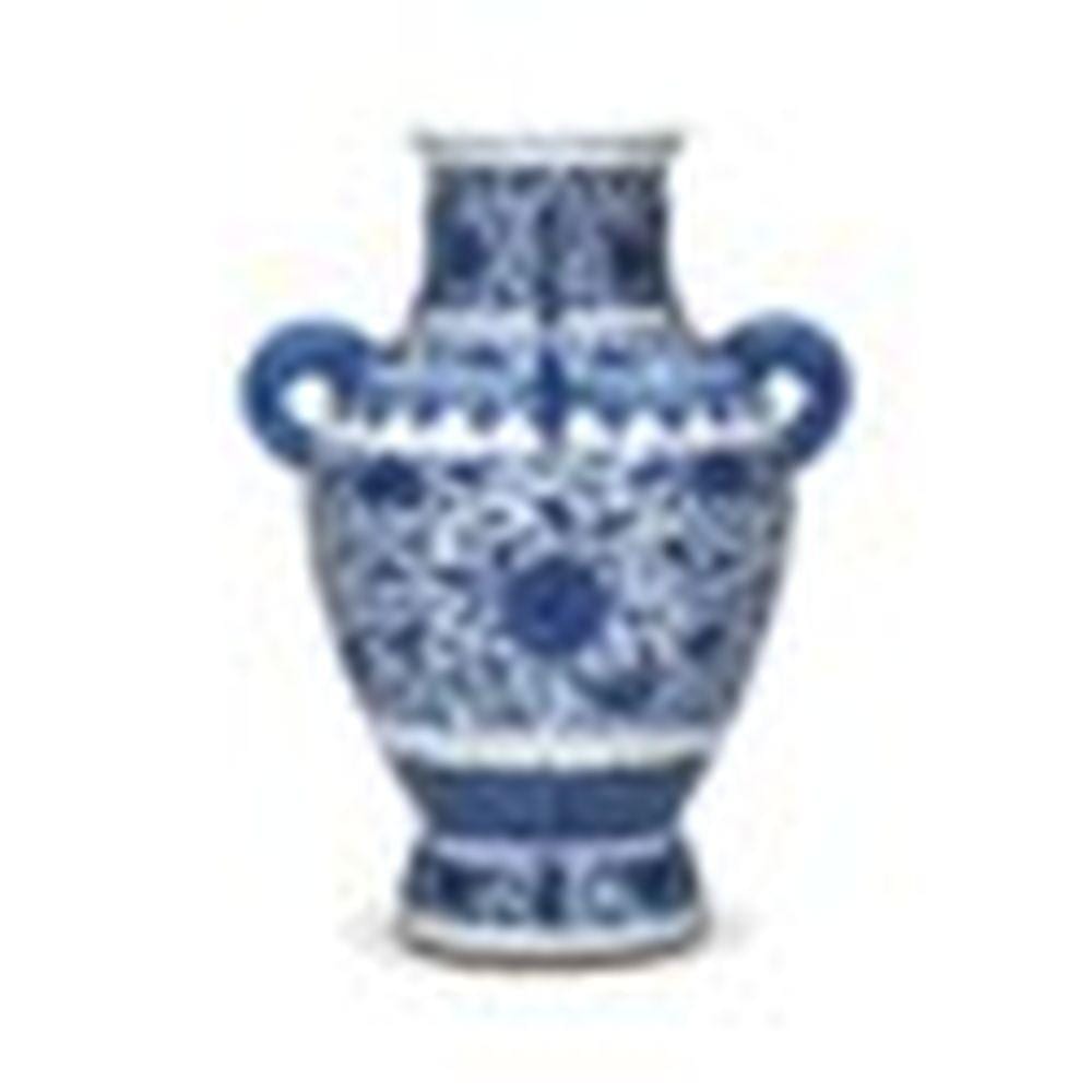 A Fine And Rare Archaistic Blue AND WHITE 'LOTUS' VASE YONGZHENG SIX-CHARAC comparable sale