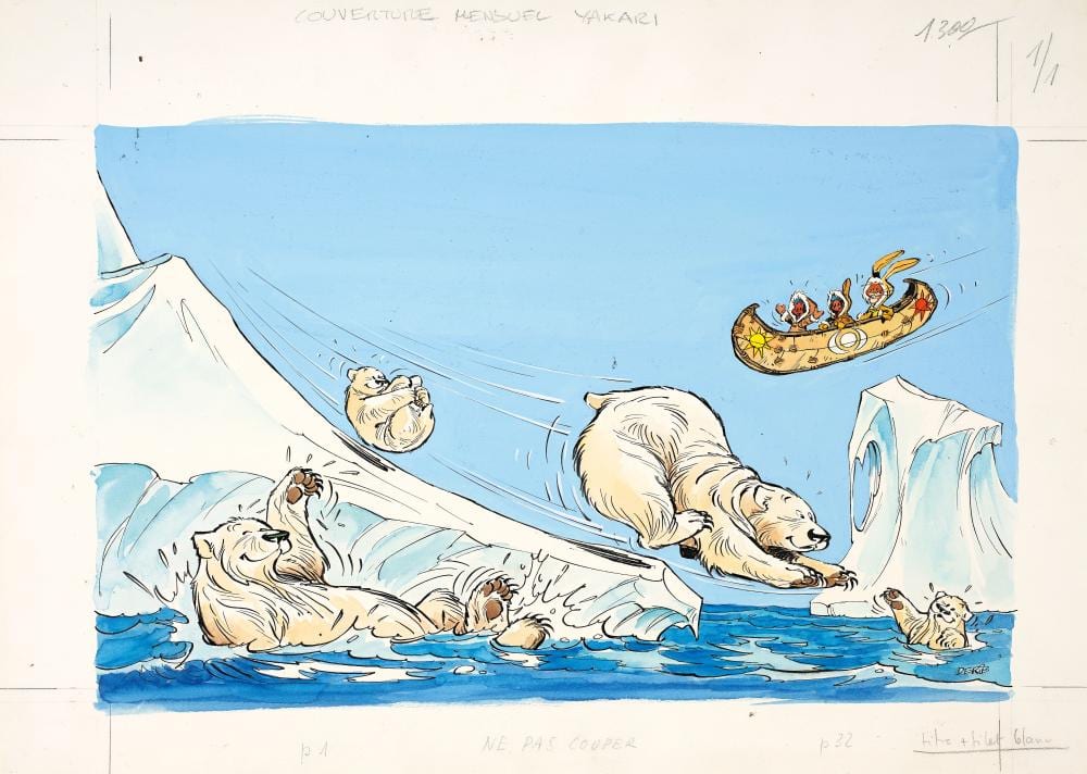 Derib comparable auction result: derib claude de ribeaupierre dit n en 1944 couverture yakari gouache sur papier pour un projet de couverture repr sentant