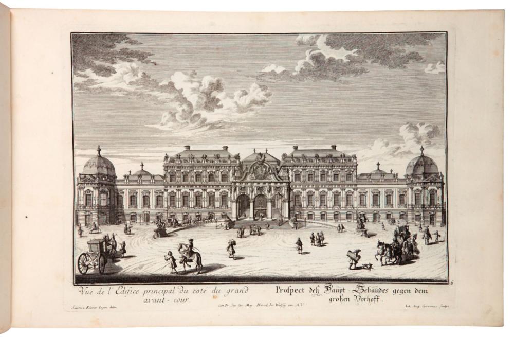 Salomon Kleiner comparable auction result: salomon kleiner residences memorables de le duc de savoye et de piemont bound with representation des animaux de la menagerie augsburg 1731 1740 1734