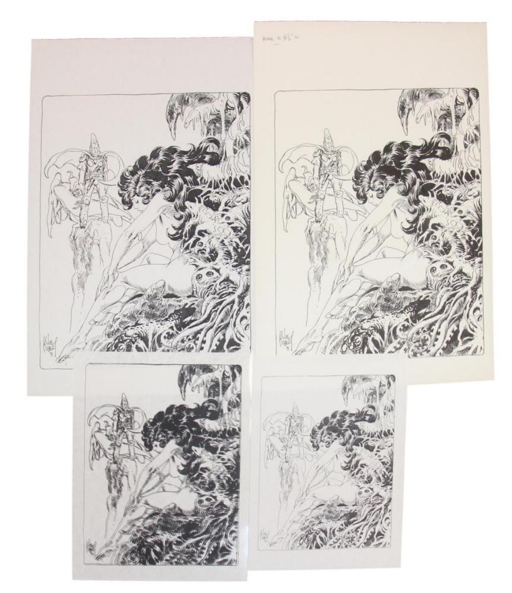 Joe Kubert comparable auction result: joe kubert arzach moebius tribute illustration