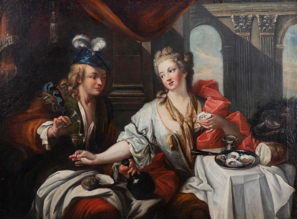 Jean Raoux comparable auction result: jean raoux 1677 1734 entourage de d jeuner galant huile sur toile
